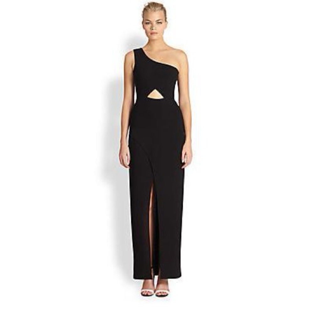 Bcbg black one shoulder gown with cutout detail - kauri